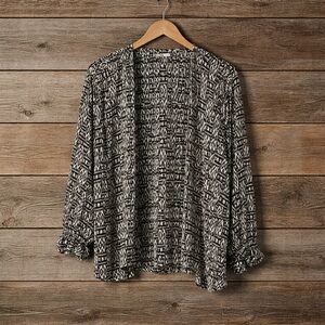 Christopher & Banks XL Aztec Print Open Front Cardigan With Balloon Sleeves